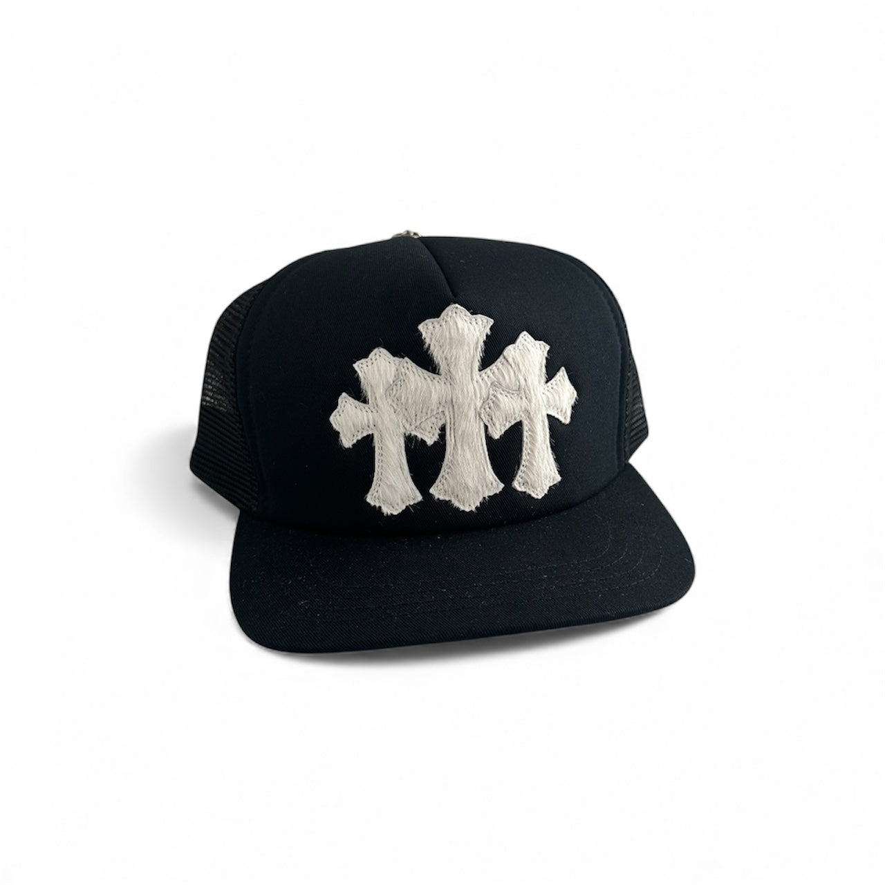 Chrome Hearts Triple Cross Patch Pony Hair Hat