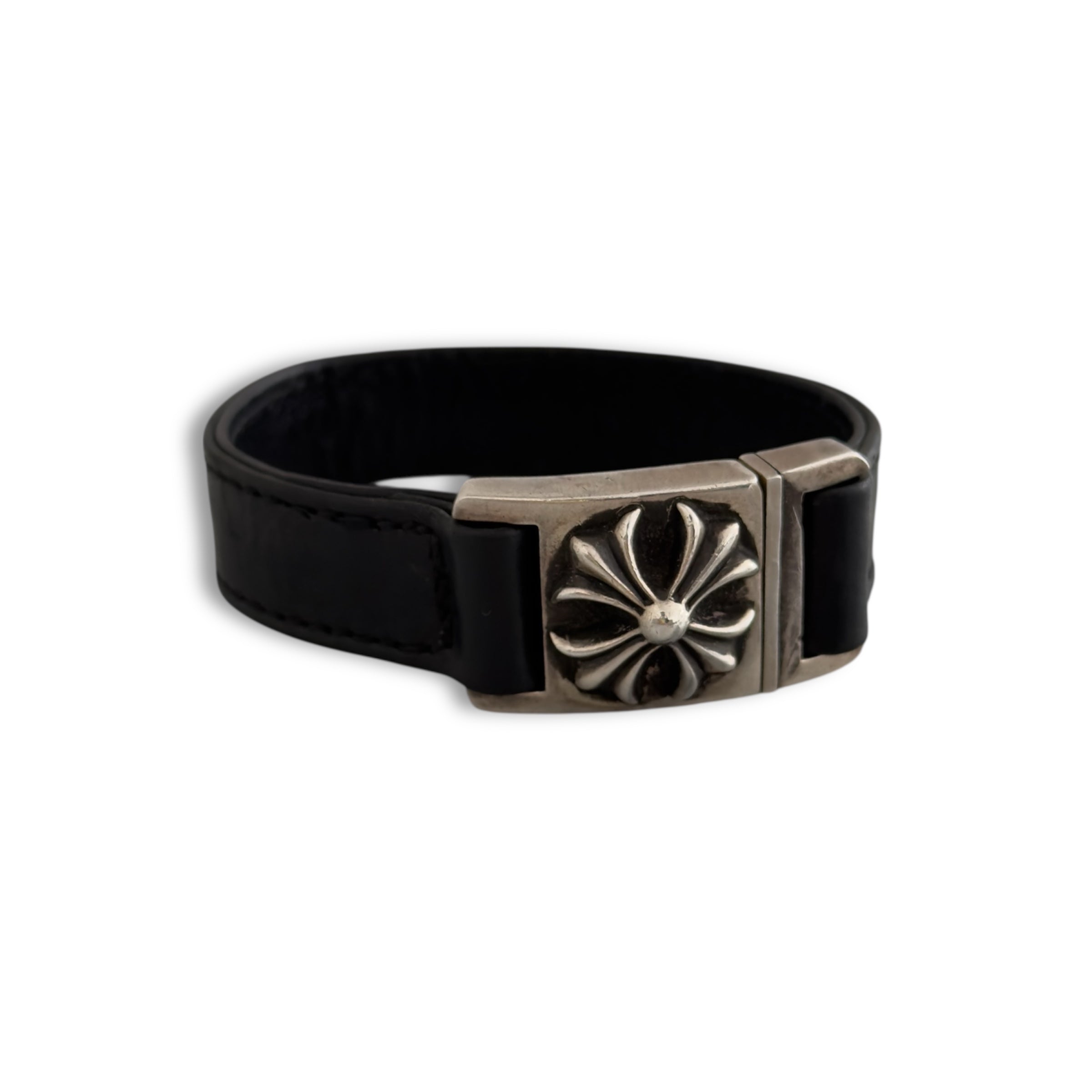 Chrome Hearts Cross Clasp Leather Bracelet