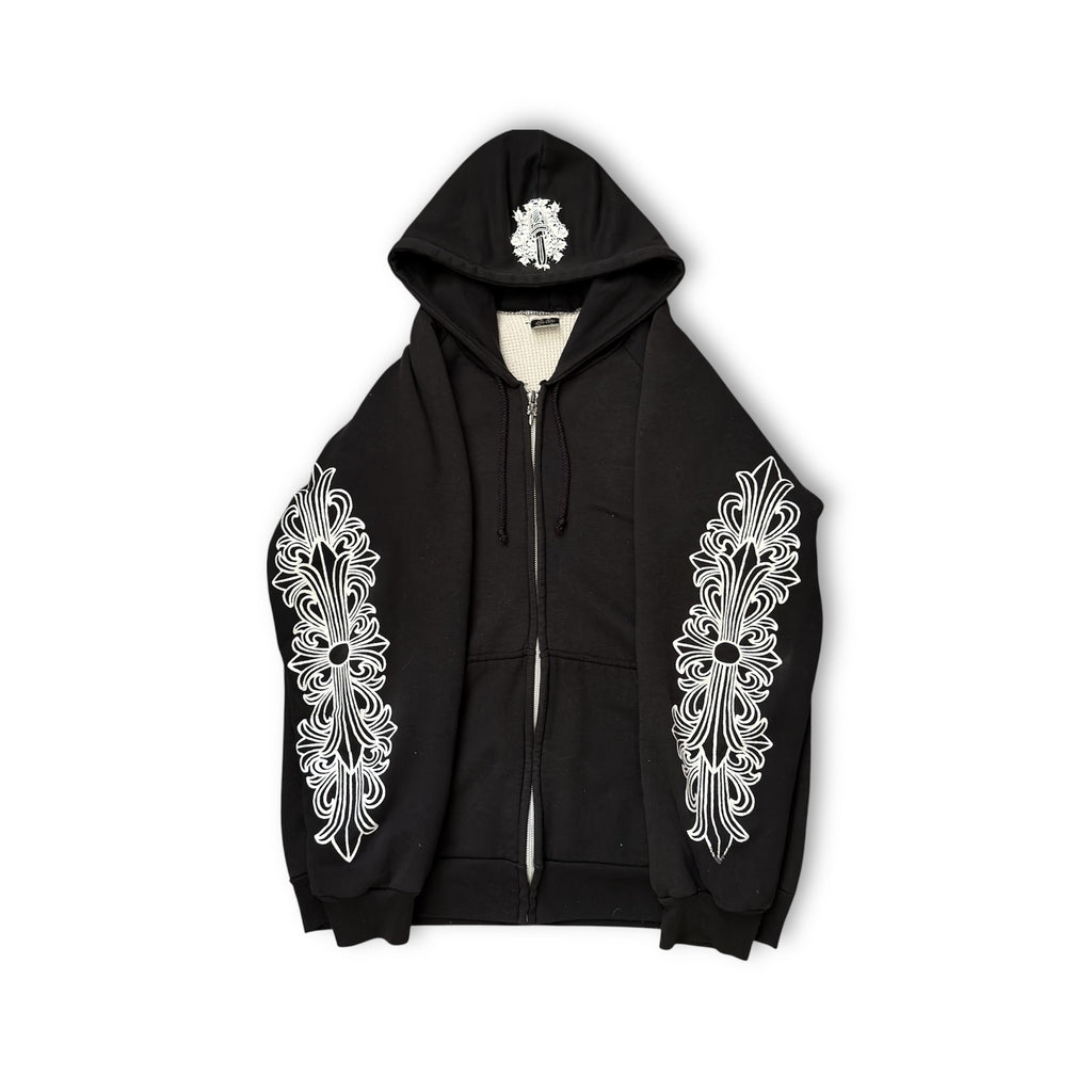 Vintage Chrome Hearts Thermal Lined Floral Horseshoe Zip Up