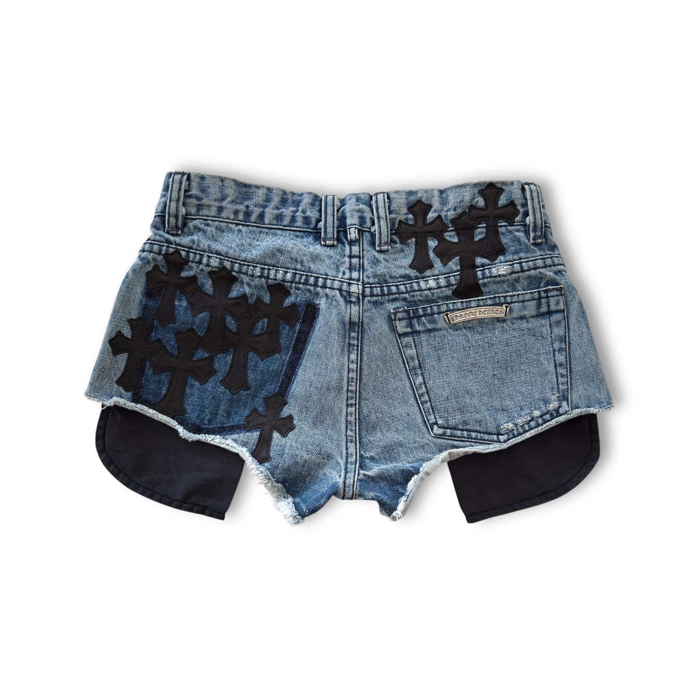 Chrome Hearts Cross Studded Leather Cross Patch Shorts