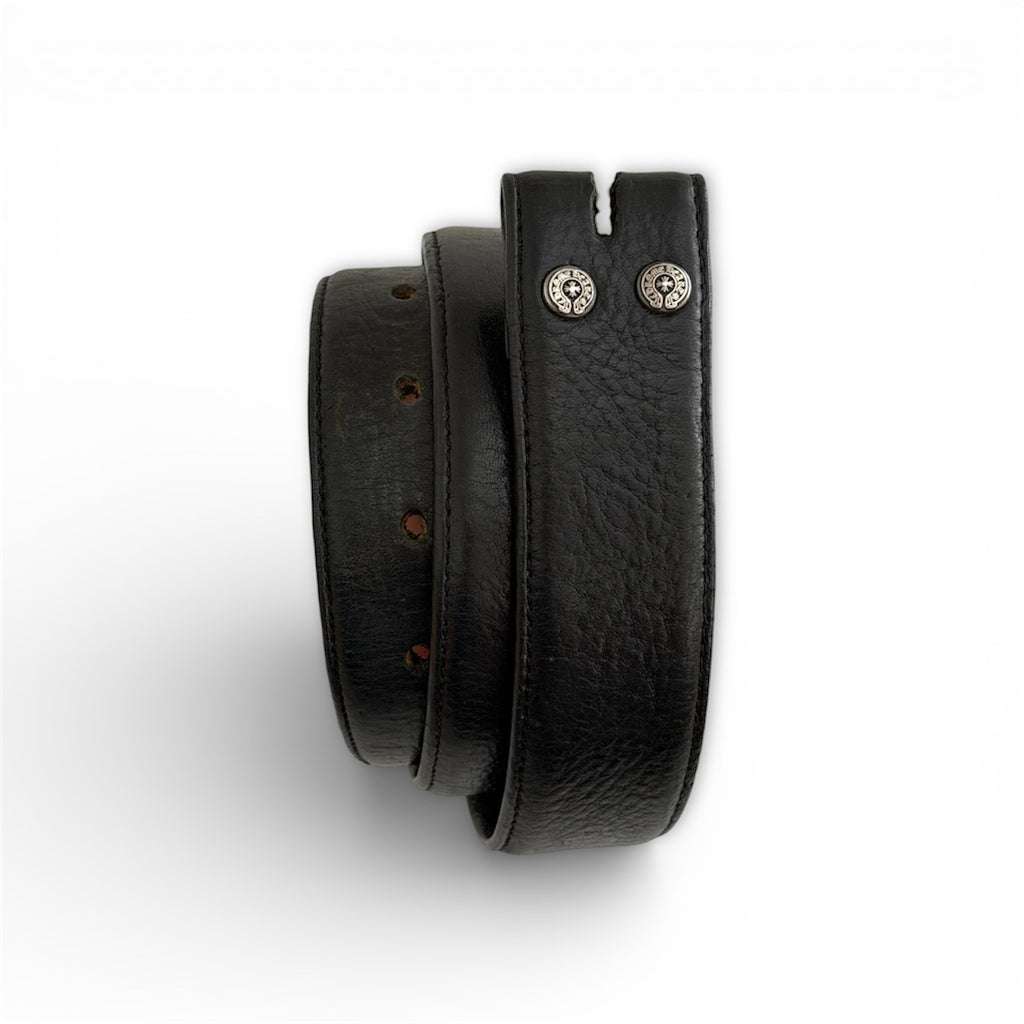 Chrome Hearts Black Leather Belt Strap
